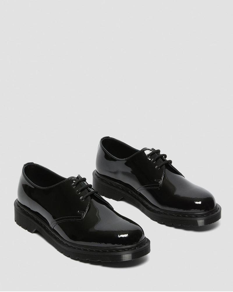 Black Men's Dr Martens 1461 Made in England Mono Patent Leather Oxfords Shoes | CA 595HAP